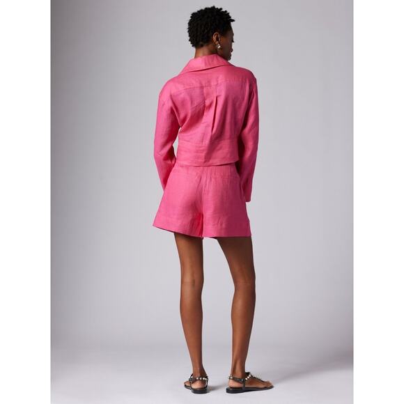 Equipment Sylvette Raspberry Sorbet Pink High Waist Linen Shorts Size 2 - Picture 3 of 11